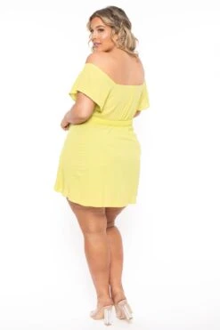 Plus Size Brina Off The Shoulder Dress - Chartreuse -Kitchensuppliesdeal curvy sense dresses plus size brina off the shoulder dress chartreuse 31604187988065