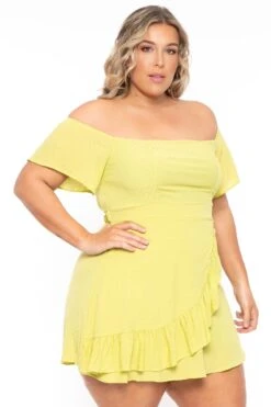 Plus Size Brina Off The Shoulder Dress - Chartreuse -Kitchensuppliesdeal curvy sense dresses plus size brina off the shoulder dress chartreuse 31604188020833