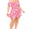 Plus Size Brina Off The Shoulder Print Dress - Pink -Kitchensuppliesdeal curvy sense dresses plus size brina off the shoulder print dress pink 31639617536097