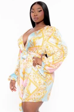 Plus Size Brisa Printed Tulip Hem Dress - Ivory -Kitchensuppliesdeal curvy sense dresses plus size brisa printed tulip hem dress ivory 31999898189921