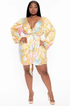 Plus Size Brisa Printed Tulip Hem Dress - Ivory -Kitchensuppliesdeal curvy sense dresses plus size brisa printed tulip hem dress ivory 31999898255457