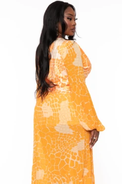 Plus Size Cattline Long Sleeve Maxi Dress - Orange 6 Plus Size Cattline Long Sleeve Maxi Dress - Orange -Kitchensuppliesdeal curvy sense dresses plus size cabo long sleeve maxi dress orange 32212920074337
