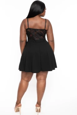 Plus Size Cami Lace Top Dress - Black -Kitchensuppliesdeal curvy sense dresses plus size cami lace top dress black 32108386123873