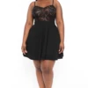 Plus Size Cami Lace Top Dress - Black -Kitchensuppliesdeal curvy sense dresses plus size cami lace top dress black 32108386254945