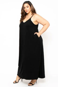 Plus Size Cami Strap Maxi Dress - Black 6 Plus Size Cami Strap Maxi Dress - Black -Kitchensuppliesdeal curvy sense dresses plus size cami strap maxi dress black 29887292244065