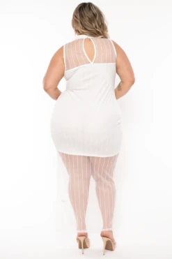 Plus Size Cecilia Striped Mesh Maxi Dress- Ivory -Kitchensuppliesdeal curvy sense dresses plus size cecilia striped mesh maxi dress ivory 32106848452705