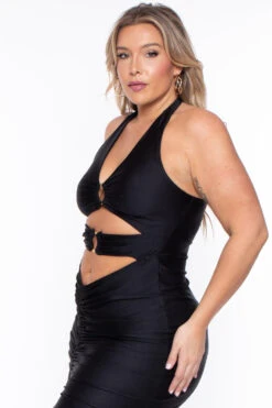 Plus Size Charlize Halter Dress - Black -Kitchensuppliesdeal curvy sense dresses plus size charlize halter dress black 29706353573985