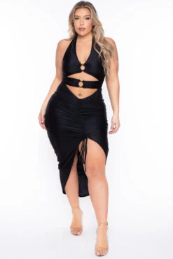 Plus Size Charlize Halter Dress - Black -Kitchensuppliesdeal curvy sense dresses plus size charlize halter dress black 29706353606753