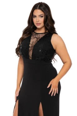Plus Size Chiara M- Slit Maxi Dress - Black 4 Plus Size Chiara M- Slit Maxi Dress - Black -Kitchensuppliesdeal curvy sense dresses plus size chiara m slit maxi dress black 30857576218721