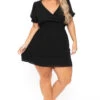 Plus Size Chiffon Swiss Dot Dress - Black -Kitchensuppliesdeal curvy sense dresses plus size chiffon swiss dot dress black 30043197374561