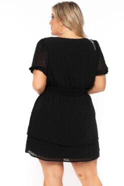 Plus Size Chiffon Swiss Dot Dress - Black 6 Plus Size Chiffon Swiss Dot Dress - Black -Kitchensuppliesdeal curvy sense dresses plus size chiffon swiss dot dress black 30043197440097