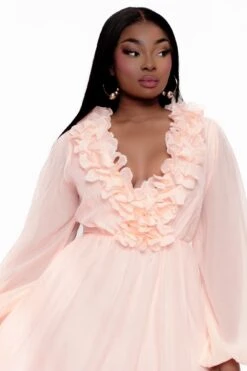 Plus Size Christabel Ruffle Maxi Dress - Peach 4 Plus Size Christabel Ruffle Maxi Dress - Peach -Kitchensuppliesdeal curvy sense dresses plus size christabel ruffle maxi dress peach 32127483969633
