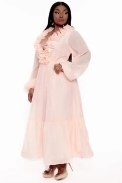 Plus Size Christabel Ruffle Maxi Dress - Peach 5 Plus Size Christabel Ruffle Maxi Dress - Peach -Kitchensuppliesdeal curvy sense dresses plus size christabel ruffle maxi dress peach 32127484264545
