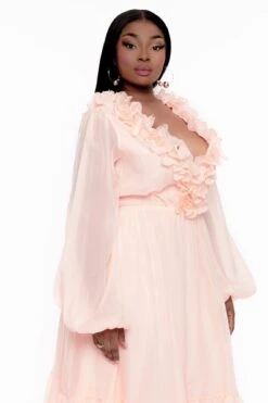 Plus Size Christabel Ruffle Maxi Dress - Peach 6 Plus Size Christabel Ruffle Maxi Dress - Peach -Kitchensuppliesdeal curvy sense dresses plus size christabel ruffle maxi dress peach 32127484428385