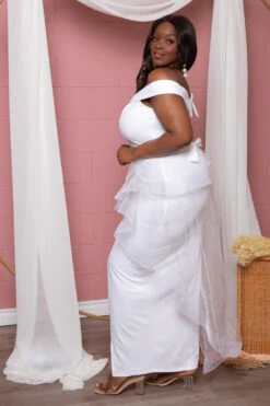 Plus Size Clara Off The Shoulder Tulle Dress - White 8 Plus Size Clara Off The Shoulder Tulle Dress - White -Kitchensuppliesdeal curvy sense dresses plus size clara off the shoulder tulle dress white 29586876760161