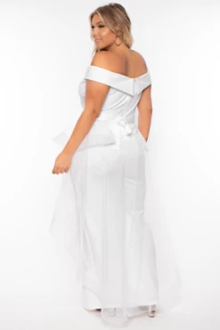 Plus Size Clara Off The Shoulder Tulle Dress - White 10 Plus Size Clara Off The Shoulder Tulle Dress - White -Kitchensuppliesdeal curvy sense dresses plus size clara off the shoulder tulle dress white 29705714499681