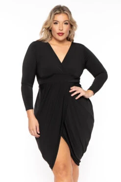 Solid Plus Size Clarissa Asymmetric Drape Dress - Black 4 Solid Plus Size Clarissa Asymmetric Drape Dress - Black -Kitchensuppliesdeal curvy sense dresses plus size clarissa asymmetric drape dress black 30601444884577
