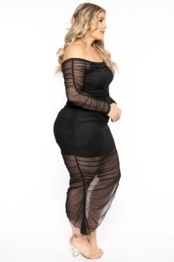 Plus Size Danica Asymmetric Mesh Dress - Black -Kitchensuppliesdeal curvy sense dresses plus size danica asymmetric mesh dress black 31541819703393