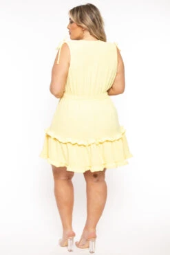 Plus Size Delia Tiered Ruffle Dress- Yellow 4 Plus Size Delia Tiered Ruffle Dress- Yellow -Kitchensuppliesdeal curvy sense dresses plus size delia tiered ruffle dress yellow 31875086975073