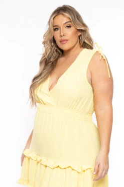 Plus Size Delia Tiered Ruffle Dress- Yellow 5 Plus Size Delia Tiered Ruffle Dress- Yellow -Kitchensuppliesdeal curvy sense dresses plus size delia tiered ruffle dress yellow 31875087204449