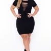Plus Size Destroyed Bodycon Dress- Black 2 Plus Size Destroyed Bodycon Dress- Black -Kitchensuppliesdeal curvy sense dresses plus size destroyed bodycon dress black 29704005714017