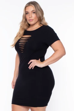 Plus Size Destroyed Bodycon Dress- Black -Kitchensuppliesdeal curvy sense dresses plus size destroyed bodycon dress black 29704006271073