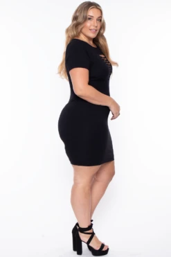 Plus Size Destroyed Bodycon Dress- Black -Kitchensuppliesdeal curvy sense dresses plus size destroyed bodycon dress black 29704006369377