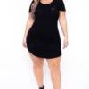 Plus Size Destroyed Tee Dress - Black 2 Plus Size Destroyed Tee Dress - Black -Kitchensuppliesdeal curvy sense dresses plus size destroyed tee dress black 29707550064737
