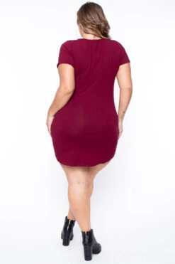 Plus Size Destroyed Tee Dress - Burgundy -Kitchensuppliesdeal curvy sense dresses plus size destroyed tee dress burgundy 29707560943713