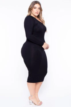 Plus Size Ebony One Shoulder Dress - Black -Kitchensuppliesdeal curvy sense dresses plus size ebony one shoulder dress black 29708364873825