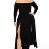 Plus Size Eliana M- Slit Dress- Black -Kitchensuppliesdeal curvy sense dresses plus size eliana m slit dress black 30453472788577