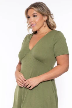 Plus Size Ellie Flare Dress - Olive -Kitchensuppliesdeal curvy sense dresses plus size ellie flare dress olive 29448700756065