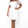 Plus Size Elvina Flora Puff Sleeve Dress - White -Kitchensuppliesdeal curvy sense dresses plus size elvina flora puff sleeve dress white 32335860301921
