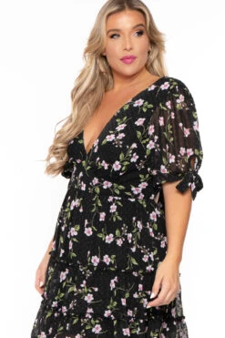 Plus Size Emma Floral Back Tie Dress- Black 5 Plus Size Emma Floral Back Tie Dress- Black -Kitchensuppliesdeal curvy sense dresses plus size emma floral back tie dress black 30025695002721