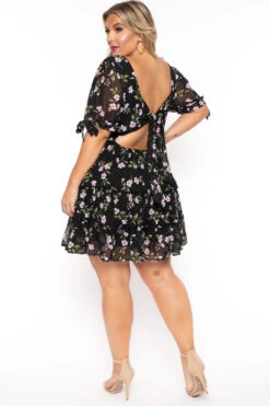 Plus Size Emma Floral Back Tie Dress- Black 6 Plus Size Emma Floral Back Tie Dress- Black -Kitchensuppliesdeal curvy sense dresses plus size emma floral back tie dress black 30025695297633