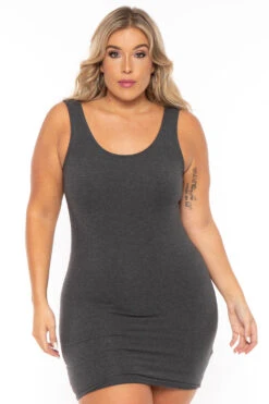 Plus Size Essential Tank Bodycon Dress- Charcoal 4 Plus Size Essential Tank Bodycon Dress- Charcoal -Kitchensuppliesdeal curvy sense dresses plus size essential tank bodycon dress charcoal 30158388559969