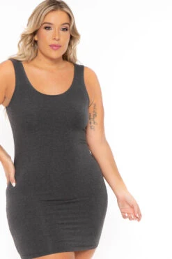 Plus Size Essential Tank Bodycon Dress- Charcoal 5 Plus Size Essential Tank Bodycon Dress- Charcoal -Kitchensuppliesdeal curvy sense dresses plus size essential tank bodycon dress charcoal 30158388691041
