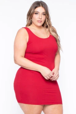 Plus Size Essential Tank Bodycon Dress - Red 5 Plus Size Essential Tank Bodycon Dress - Red -Kitchensuppliesdeal curvy sense dresses plus size essential tank bodycon dress red 29590191734881