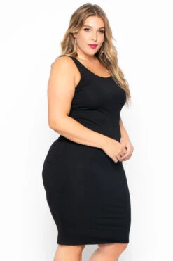Plus Size Essential Tank Midi Dress - Black -Kitchensuppliesdeal curvy sense dresses plus size essential tank midi dress black 29708598542433