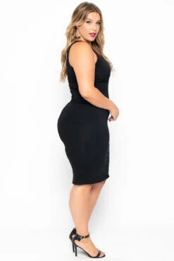 Plus Size Essential Tank Midi Dress - Black -Kitchensuppliesdeal curvy sense dresses plus size essential tank midi dress black 29708598902881