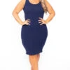 Plus Size Essential Tank Midi Dress - Navy 2 Plus Size Essential Tank Midi Dress - Navy -Kitchensuppliesdeal curvy sense dresses plus size essential tank midi dress navy 29708609093729