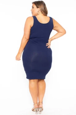 Plus Size Essential Tank Midi Dress - Navy -Kitchensuppliesdeal curvy sense dresses plus size essential tank midi dress navy 29708609159265