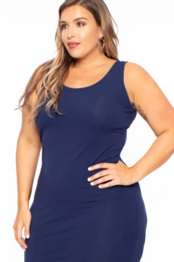 Plus Size Essential Tank Midi Dress - Navy -Kitchensuppliesdeal curvy sense dresses plus size essential tank midi dress navy 29708609192033