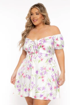 Plus Size Evianna Printed Satin Dress - White -Kitchensuppliesdeal curvy sense dresses plus size evianna printed satin dress white 31918282440801