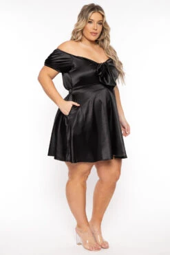 Plus Size Evianna Short Sleeve Satin Dress - Black 4 Plus Size Evianna Short Sleeve Satin Dress - Black -Kitchensuppliesdeal curvy sense dresses plus size evianna short sleeve satin dress black 31791956983905