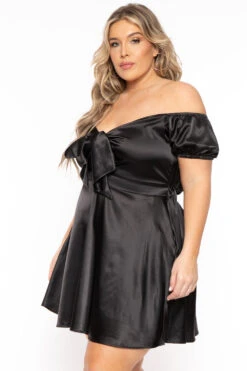 Plus Size Evianna Short Sleeve Satin Dress - Black 6 Plus Size Evianna Short Sleeve Satin Dress - Black -Kitchensuppliesdeal curvy sense dresses plus size evianna short sleeve satin dress black 31791958130785