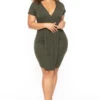 Plus Size Evie Front Drape Dress - Olive 2 Plus Size Evie Front Drape Dress - Olive -Kitchensuppliesdeal curvy sense dresses plus size evie front drape dress olive 30323962708065