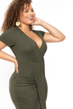 Plus Size Evie Front Drape Dress - Olive 6 Plus Size Evie Front Drape Dress - Olive -Kitchensuppliesdeal curvy sense dresses plus size evie front drape dress olive 30323965001825