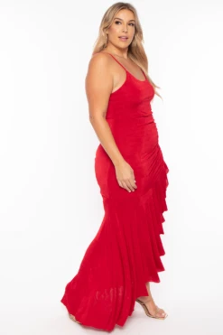 Plus Size Fayette Flamenco Ruffle Dress - Red -Kitchensuppliesdeal curvy sense dresses plus size fayette flamenco ruffle dress red 29589749137505