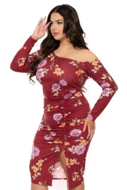 Plus Size Floral Nadia One Shoulder Dress- Burgundy 4 Plus Size Floral Nadia One Shoulder Dress- Burgundy -Kitchensuppliesdeal curvy sense dresses plus size floral nadia one shoulder dress burgundy 31041298825313
